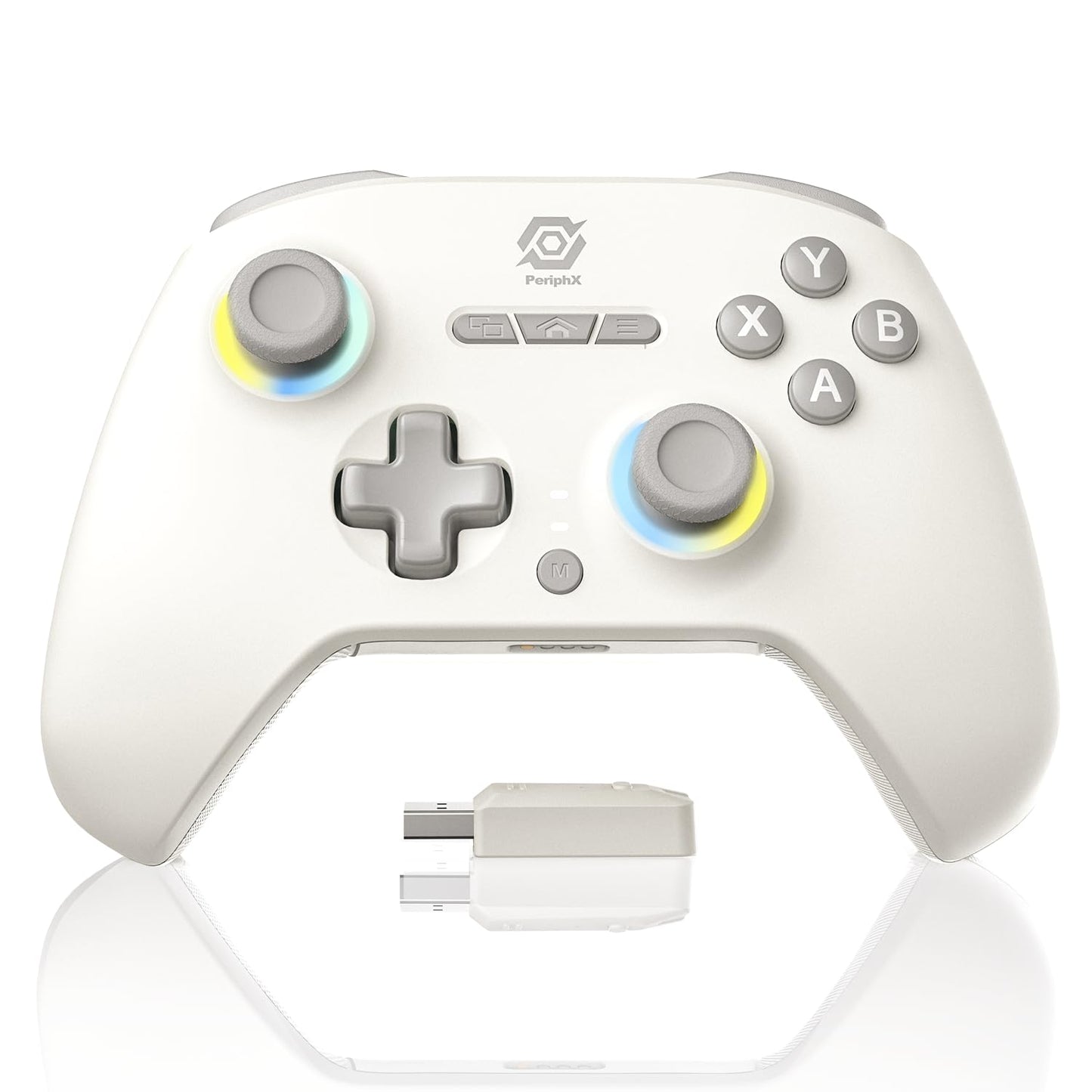 PeriphX Wireless PC Controller with 1000Hz Polling Rate Switchable Hall and Tactile Triggers Hall Joysticks Turbo Macro RGB Lighting 2.4G Bluetooth Wired Compatible with Windows PC/ Switch/Steam Deck/Android/iOS