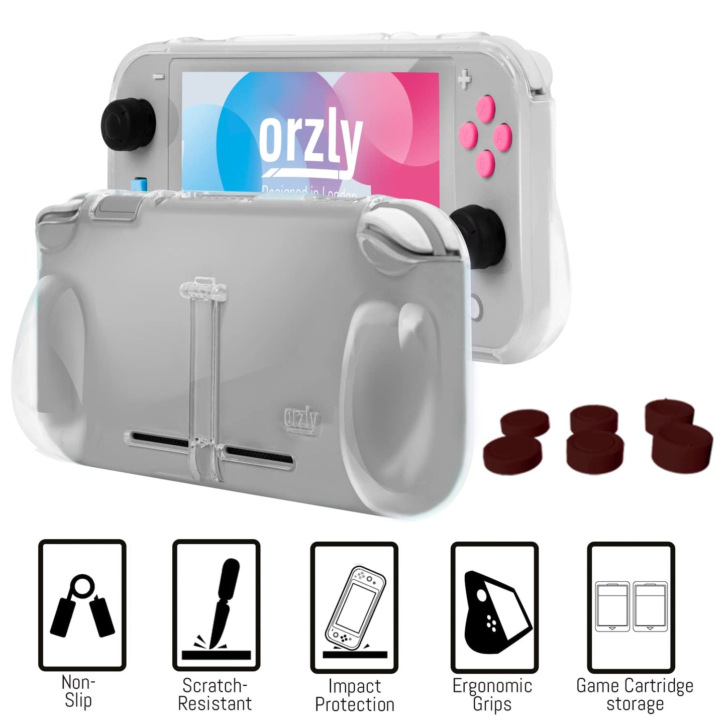 Orzly Switch Lite Accessories Bundle - Case, Screen Protector, USB Cable, Grip Case, Headphones, Z&Z Edition, Model 9ORZPACK