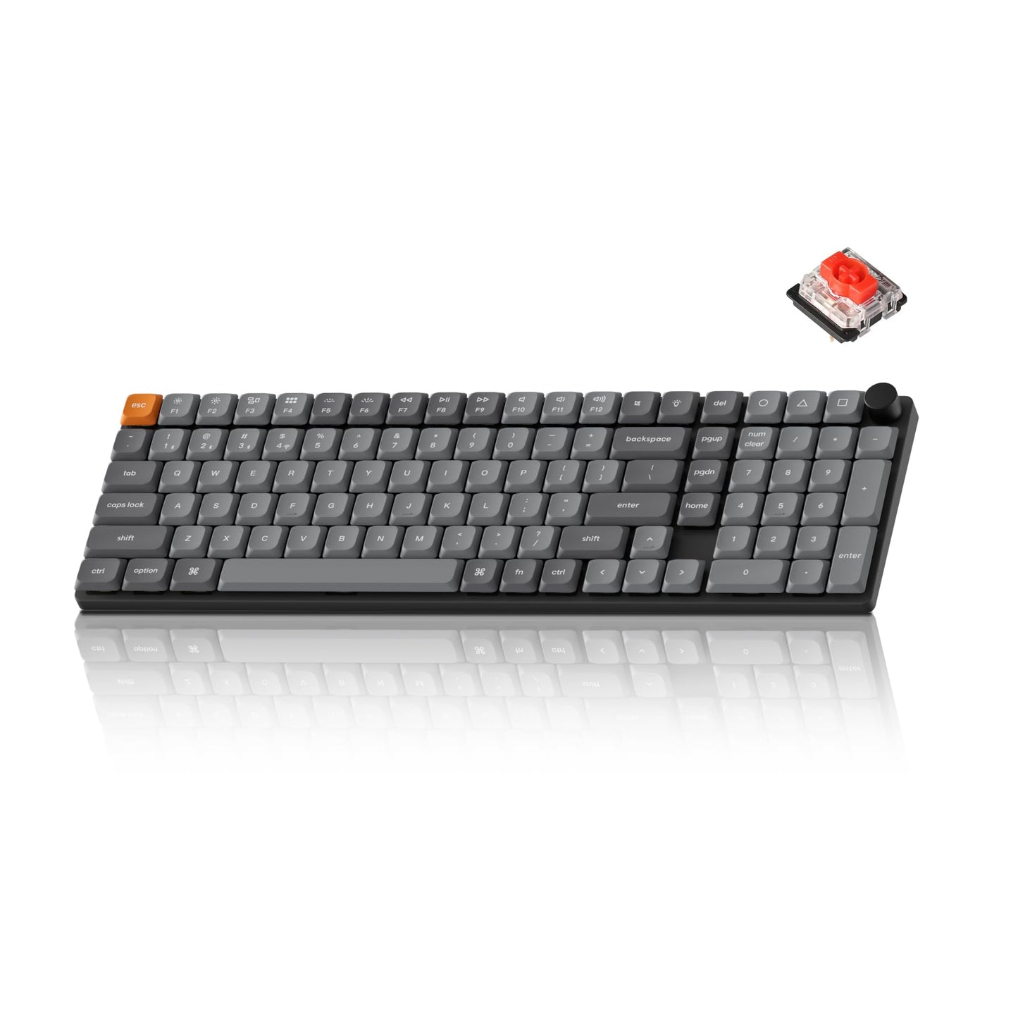 Keychron K17 Max QMK/Launcher Ultra-Slim Wireless/Type-C Wired Mechanical Keyboard with RGB Backlit Hot-Swappable Low-Profile Gateron Mechanical Red Switch Compatible with Mac Windows Linux