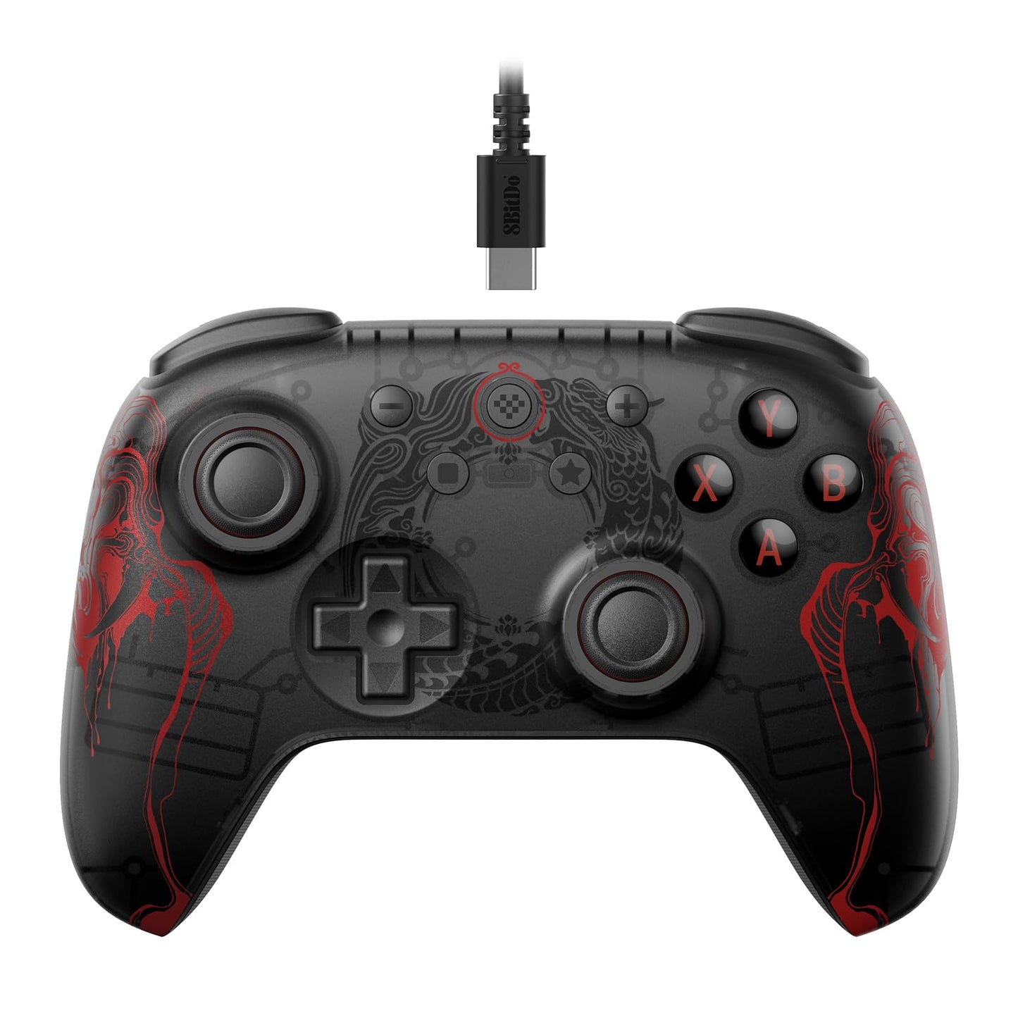 8BitDo Ultimate 2C Wired Controller for Windows PC and Android with Hall Effect Joysticks and Hall Triggers 1000Hz Polling Rate and Remappable L4/R4 Bumpers - Black Myth: Wukong