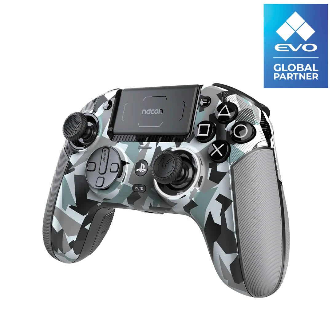 NACON Revolution 5 Pro Officially Licensed PlayStation Wireless Gaming Controller for PS5 / PS4 / PC - Hall Effect Trigger Stops Mappable Buttons Bluetooth Audio - Arctic Camo