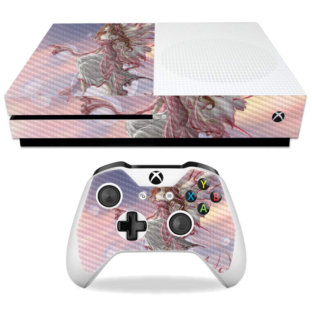 MightySkins Carbon Fiber Skin for Microsoft Xbox One S - Day Break | Protective Durable Textured Carbon Fiber Finish | Easy to Apply Remove and Change Styles | Made in The USA