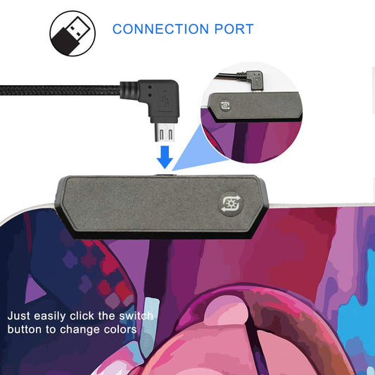 Bimormat RGB Gaming Mouse Pad - LED Light, Large Rubber Base, 35.4"x15.7", Colorful Design - Model 9040rkmomo