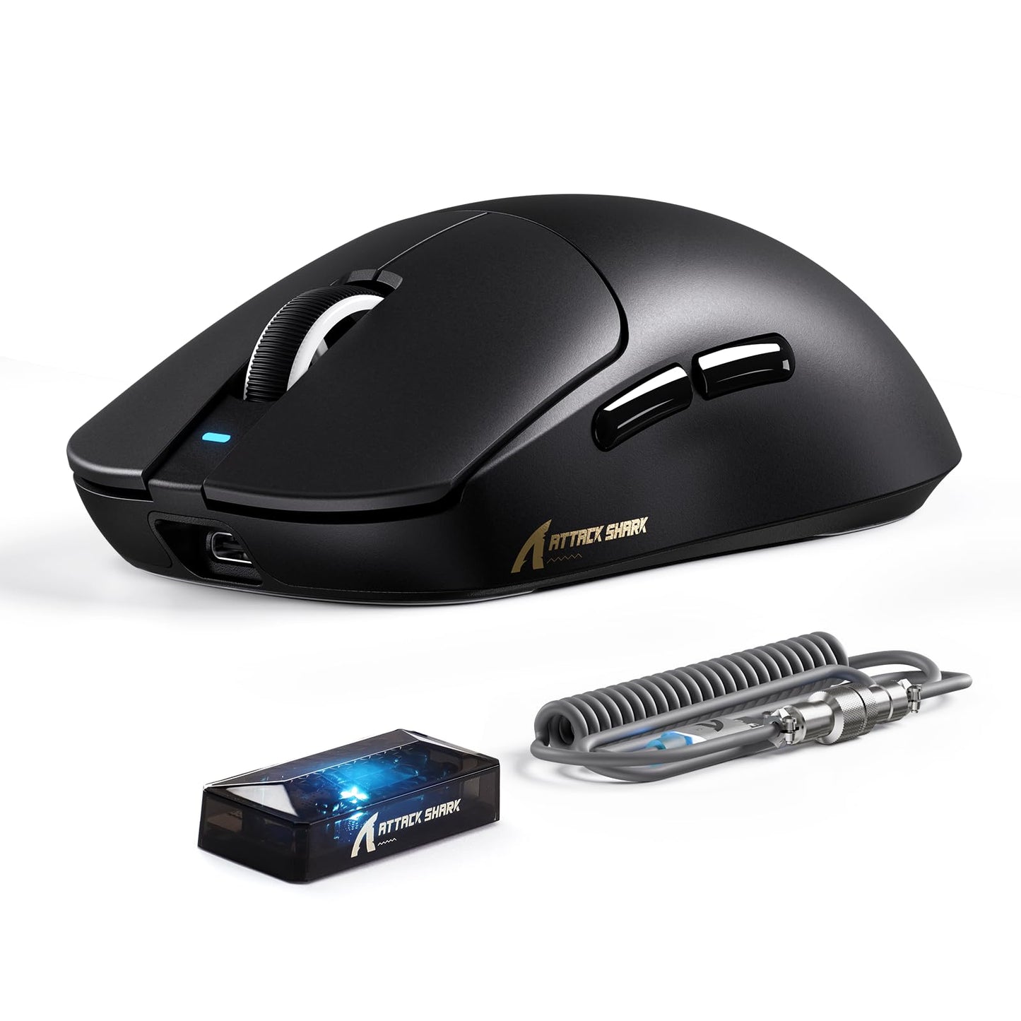 ATTACK SHARK X8 Ultimate Wireless Gaming Mouse PAW3950MAX 42K DPI Sensor Nordic 54L15 MCU Wireless/Wired Dual 8K Polling Optical Switch 59g Lightweight 2.4GHz/BT/Wired Mice with Coiled Cable-Black