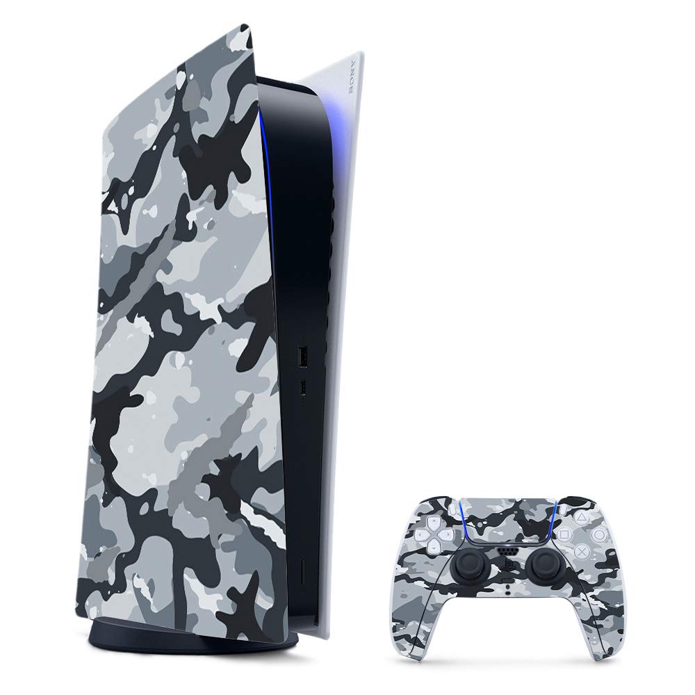 MightySkins Gaming Skin for PS5 / Playstation 5 Digital Edition Bundle - Gray Camouflage | Protective Viny wrap | Easy to Apply and Change Styles | Made in The USA