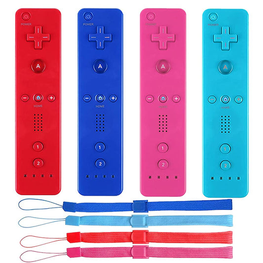 Tevodo Wii Remote Controller - 4 Pack Wireless Controllers Compatible with Wii/Wii U - Red, Blue, Pink, Deep Blue