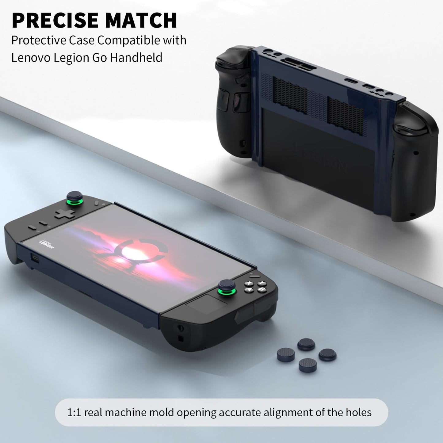 TUDIOW Protective Case for Lenovo Legion Go - Shock-Absorption, Anti-Scratch, Non-Slip, Blue, with 4 Thumb Grip Caps, 8.8'' Accessories