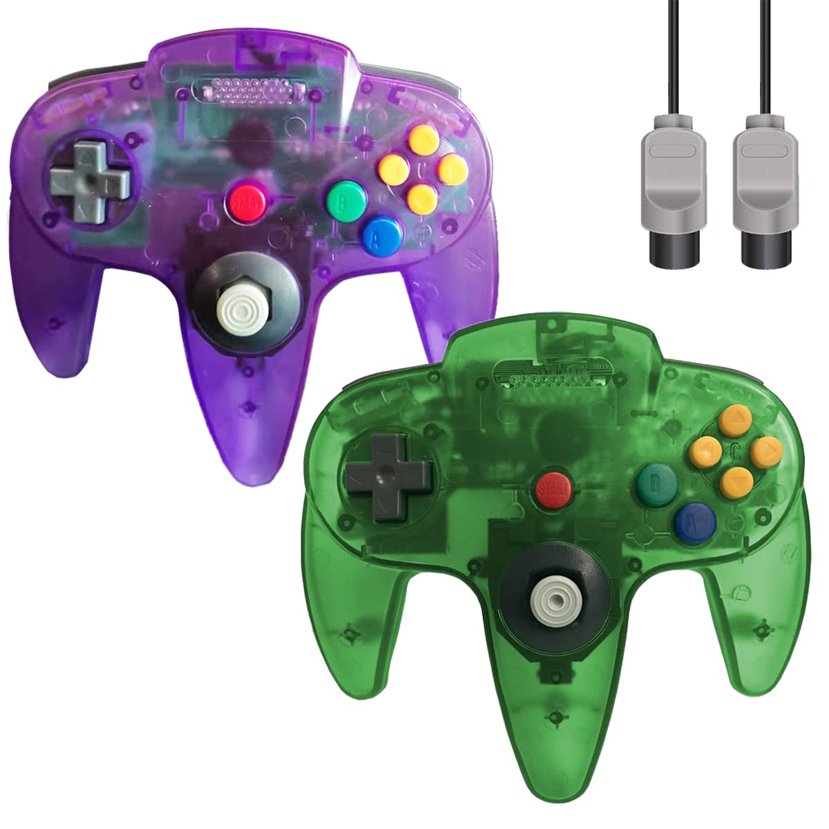 ZeroStory Classic N64 Controller Wired N64 Controller Upgraded Joystick for N64 Video Game Console (Transparent Green and Transparent Purple)