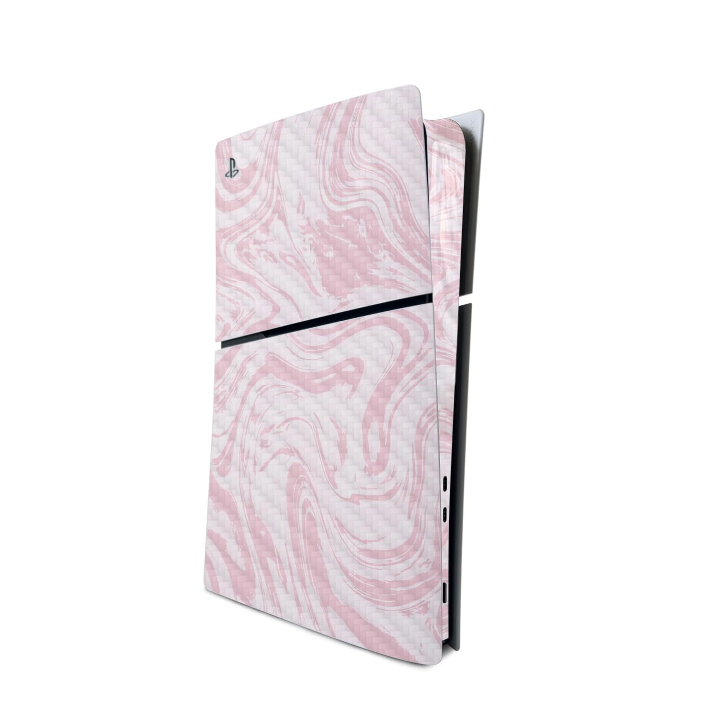 MightySkins Carbon Fiber Skin for PS5 Playstation 5 Slim Digital Edition Console Only - Silky Pink Protective Durable Textured Carbon Fiber Finish Easy to Apply Made in The USA