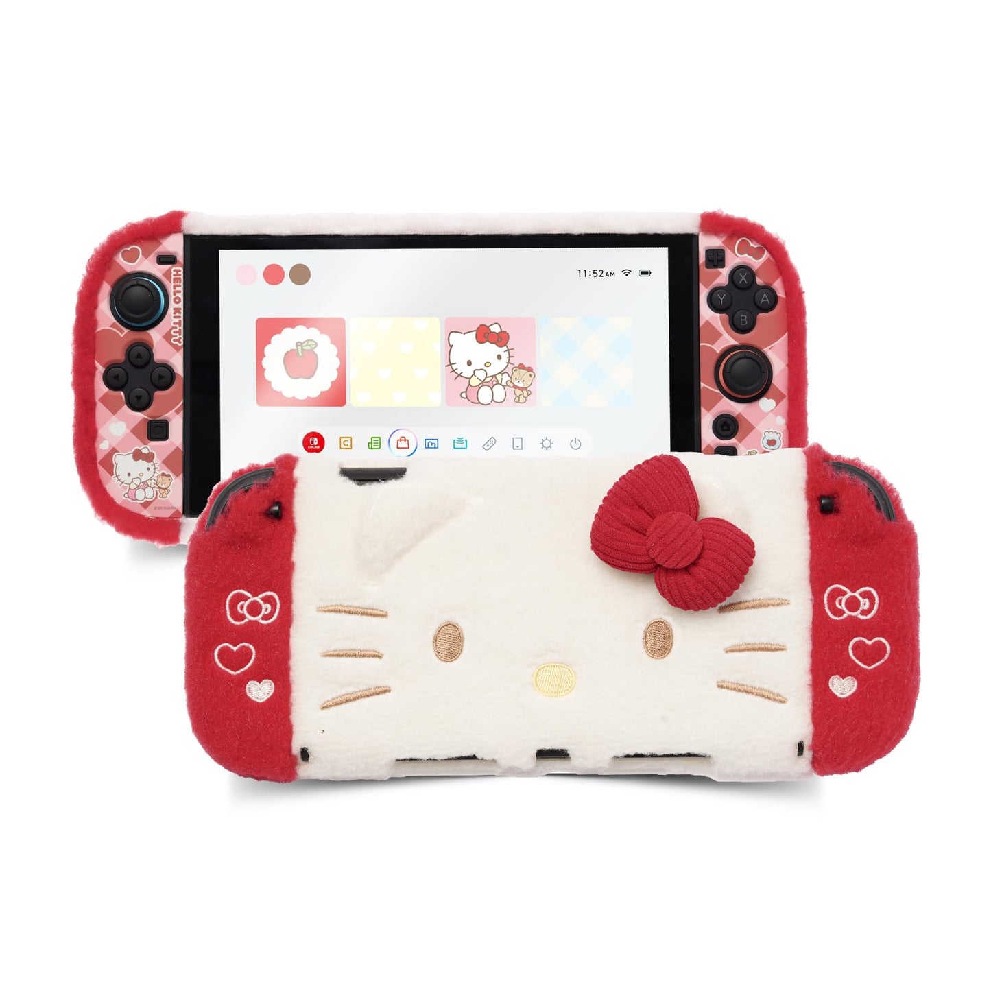 Kuitmor Plush Protective Case for Switch 2 Kawaii Protective Shell Hard PC Slim Cover Case Compatible with Switch 2025 Game Console and Joystick Controller - HLK