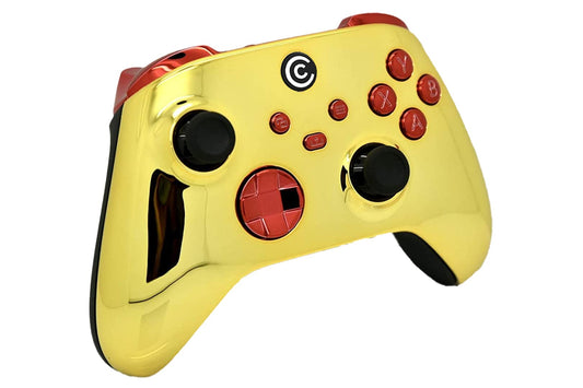 Custom Controllerzz Wireless Controller for PC & Xbox Series X/S - Gold Chrome & Red Chrome Inserts