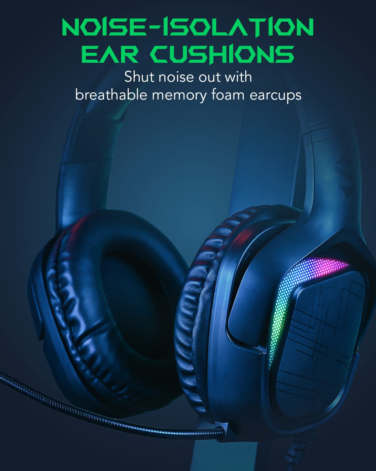 Black Shark Goblin X1 Gaming Headset - PC/PS4/PS5/Xbox/Switch, 50mm Drivers, Noise Isolation, Bendable Mic, Black