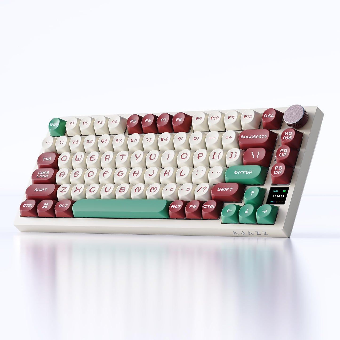 AJAZZ AK820PRO 75% Hot Swap Gasket Mount Mechanical Keyboard with TFT Display Screen 4000mAh BT/2.4G/Wired RGB South Facing LED MOA Profile Keycaps & Knob Control Flying Fish Switch