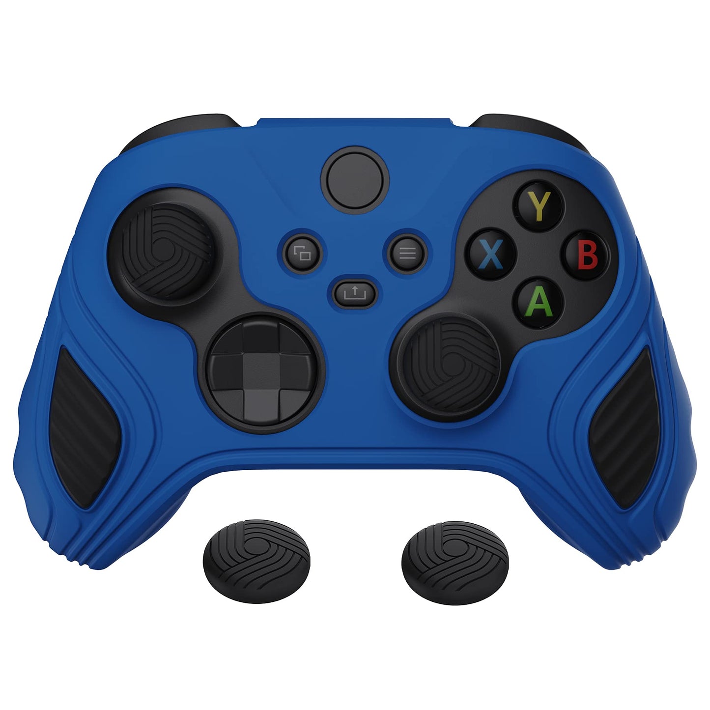 PlayVital Scorpion Edition Two-Tone Anti-Slip Silicone Case Cover for Xbox Series X/S Controller Soft Rubber Case for Xbox Core Wireless Controller with Thumb Grip Caps - Blue & Black