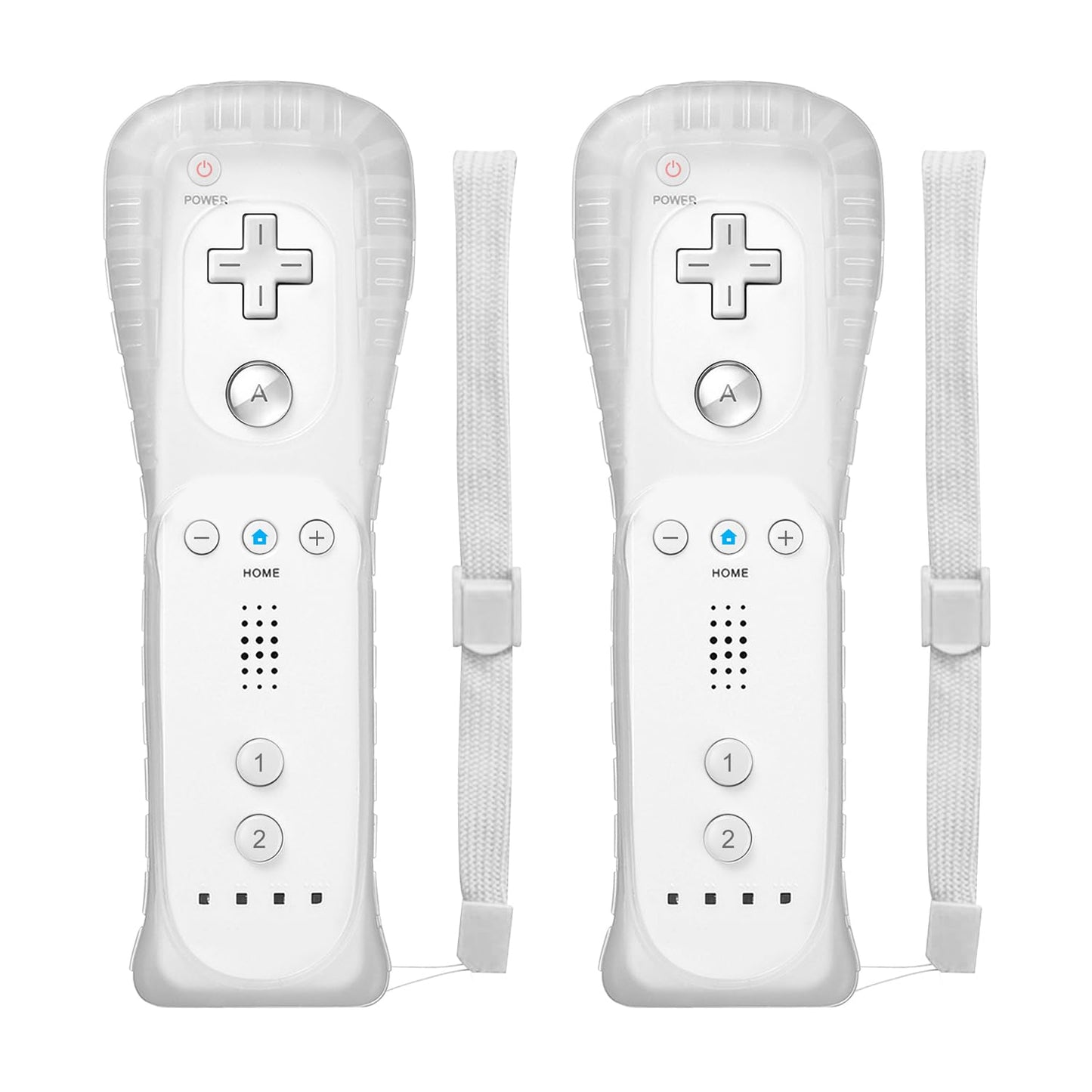 ADHJIE Wii Remote Controller, 2 Packs Wireless Controller Compatible with Wii/Wii U with Wrist Strap & Silicone Case, White