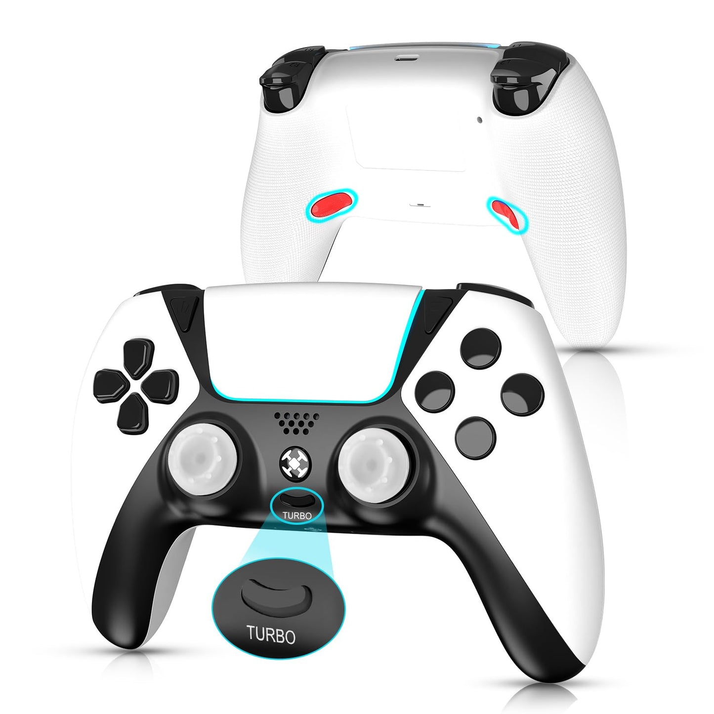 UGAME Replacement for Luna Controller Ymir Wireless Controller for Fire TV with Back Paddles/Turbo/1200 mAh Battery Mando Made for marketplace Luna/PS4/PC White