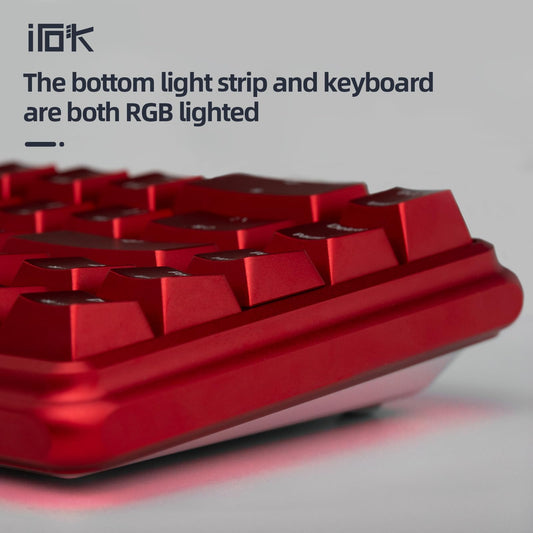 IROK CD67 RGB 60% Mechanical Gaming Keyboard, Hot-Swappable Red Switches, Full Metal Enclosure, Wired, Red