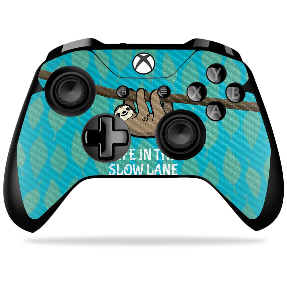MightySkins Carbon Fiber Skin for Microsoft Xbox One X Controller - Slow Sloth | Protective Durable Textured Carbon Fiber Finish | Easy to Apply Remove and Change Styles | Made in The USA