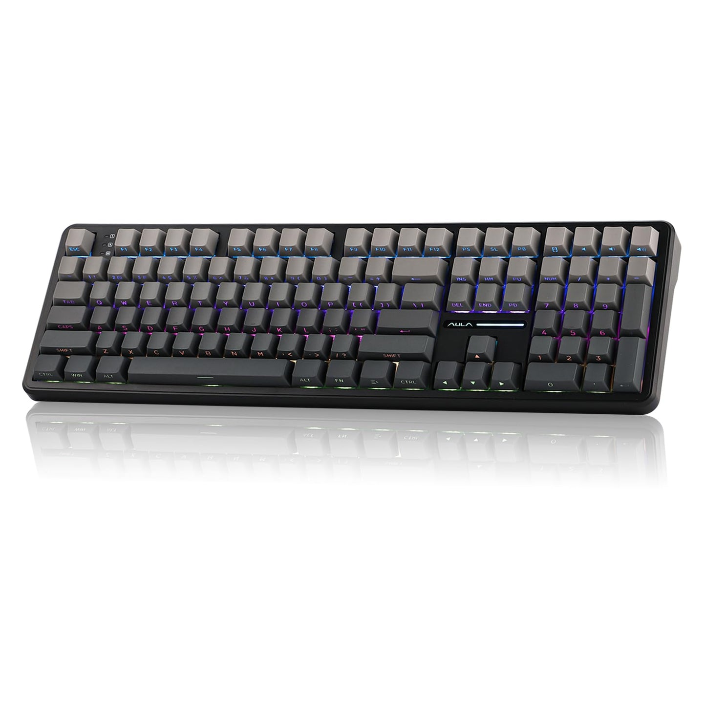 MechLands Aula F108 100% Wireless Gaming Keyboard Full Size Custom Gasket Mechanical Keyboard 4000mAh Battery Programmable 108 Keys Hot-Swappable for Win/Mac (Black Gradient)