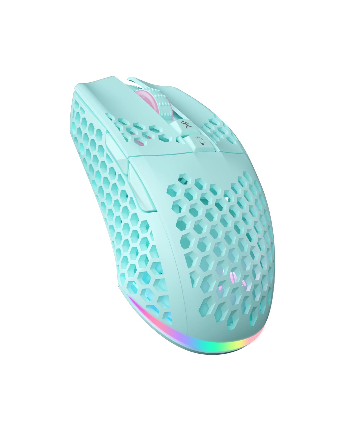 SOLAKAKA SM600 Honeycomb Shell Gaming Mouse Wireless 8000 DPI Tri-Modes BT5.1/2.4G Wireless/Type-C Wired Gamer Mouse with 2 Side Buttons Macro Programmable and RGB Light for PC/Mac/Laptop Green