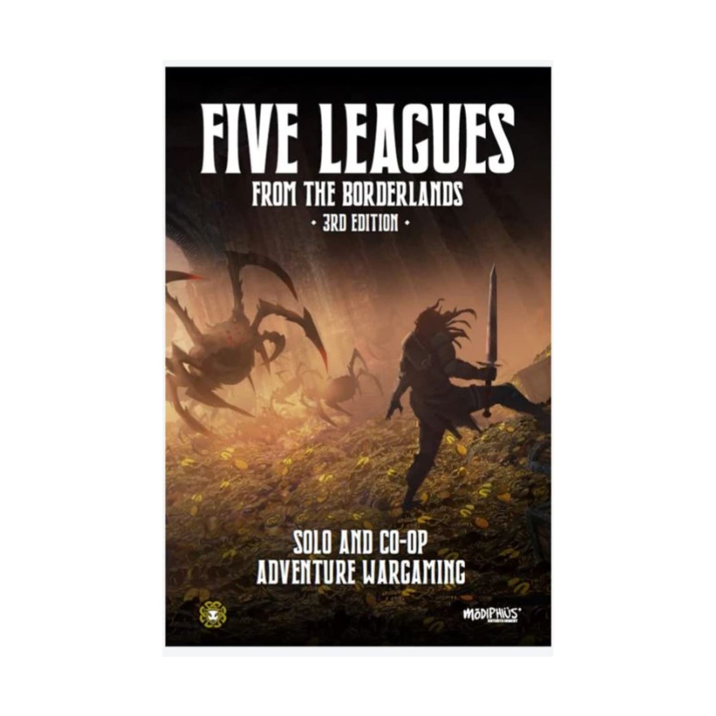 Modiphius Entertainment: Five Leagues from The Borderlands (3rd Edition) - Hardcover RPG Book Solo & Co-Op Adventure Wargaming Tabletop Strategy Game