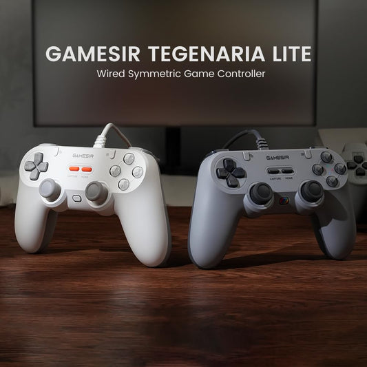 GameSir Wired Game Controller for Switch, Android, iOS, PC - Retro Gray, Model: GameSir-T3 Lite, Hall Effect Sticks, Dual Rumble Motors