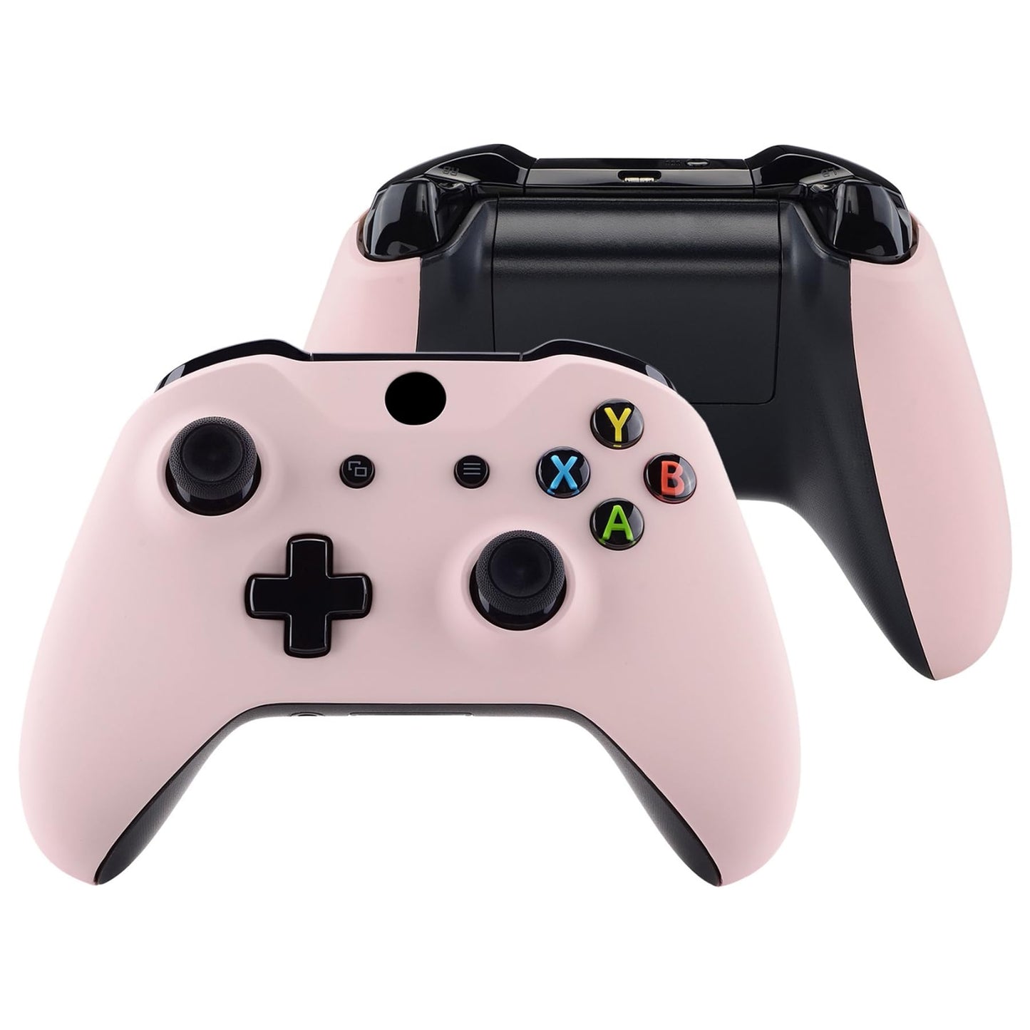 eXtremeRate Front Housing Shell + Side Rails Handles for Xbox One Controller (Model 1708) Cherry Blossoms Pink Replacement Faceplate Parts with Back Panels for Xbox One X & One S Controller