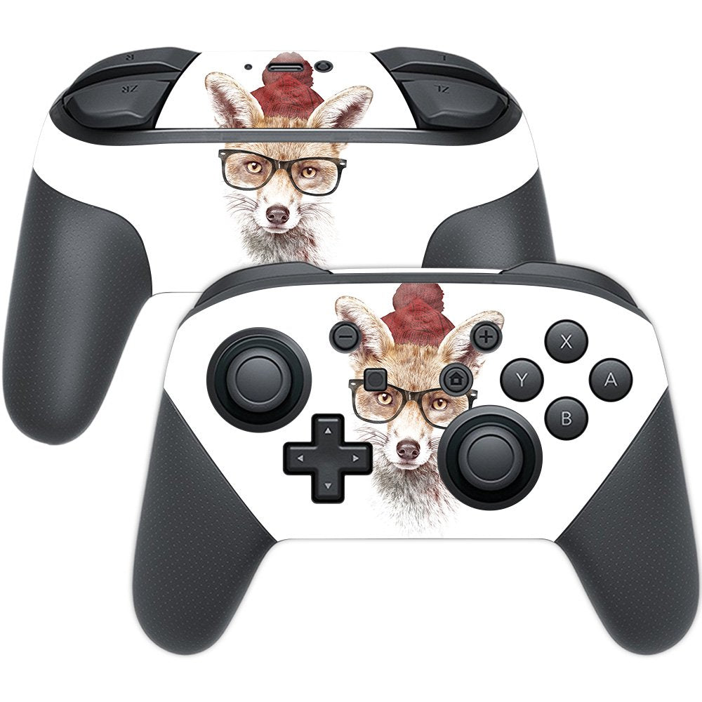 MightySkins Skin Compatible with Nintendo Switch Pro Controller - Hipster Fox | Protective, Durable, and Unique Vinyl Decal wrap