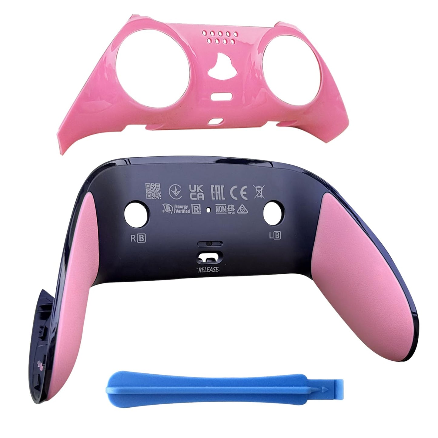 Repair Front & Back Cover for PS5 for DualSense Edge Controller Replacement Shell with Soft CD Rubber Grip Snap-On Design to Fix Peeling & Yellowing Pink 1 PC s Players