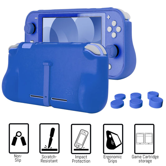 Orzly Switch Lite Accessories Bundle - Case, Screen Protector, USB Cable, Headphones, Comfort Grip - New Blue, Model: Ad-bm1-121898