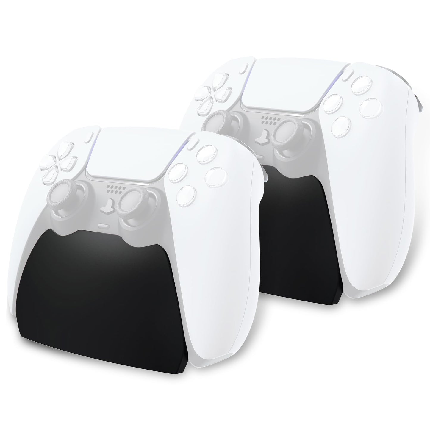 PlayVital 2 Pack Controller Display Stand for ps5 Gamepad Stand Desk Holder for ps5 Controller Accessories with Rubber Pads Solid Black