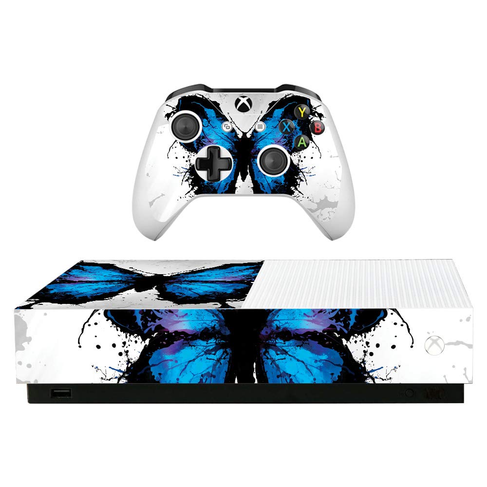 MightySkins Skin for Microsoft Xbox One S All-Digital Edition - Butterfly Splash | Protective Durable and Unique Vinyl Decal wrap Cover | Easy to Apply Remove and Change Styles | Made in The USA