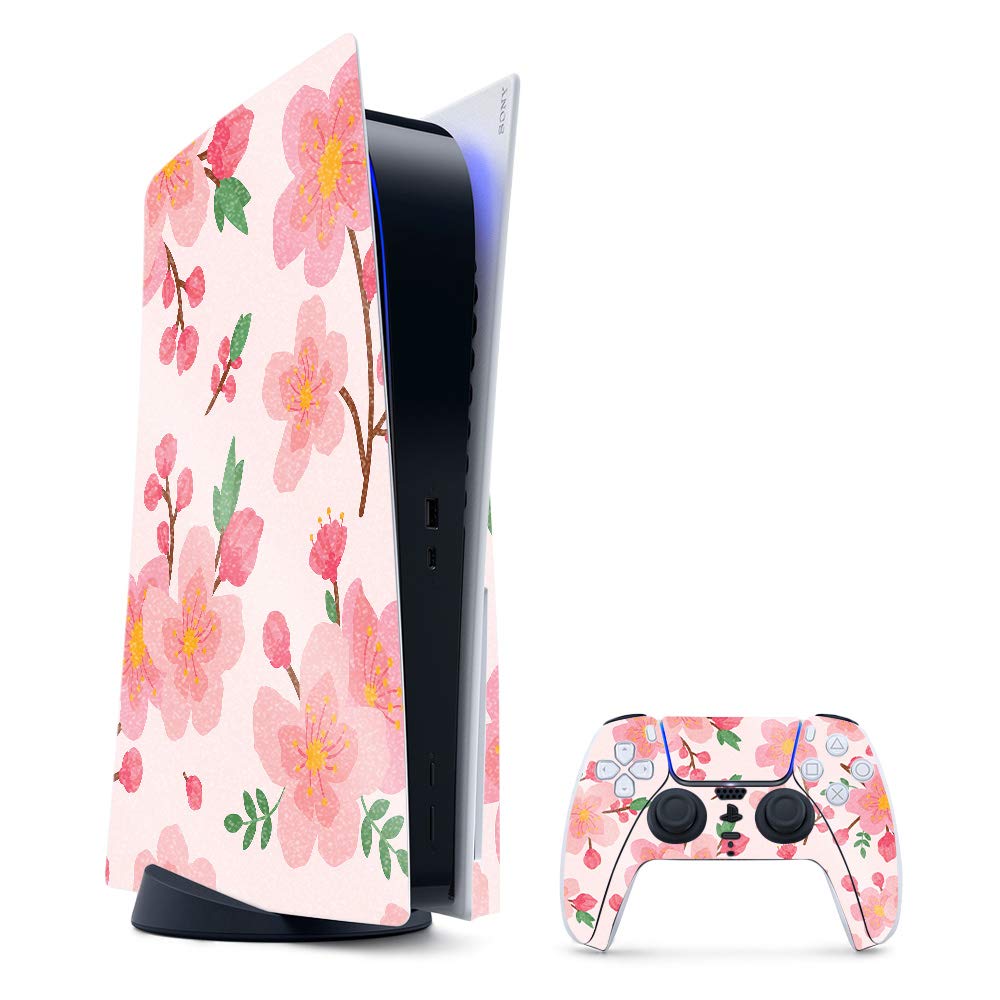 MightySkins Glossy Glitter Skin Compatible with PS5 / PlayStation 5 Bundle - Lilies in Bloom | Protective Durable High-Gloss Glitter Finish | Easy to Apply and Change Styles | Made in The USA