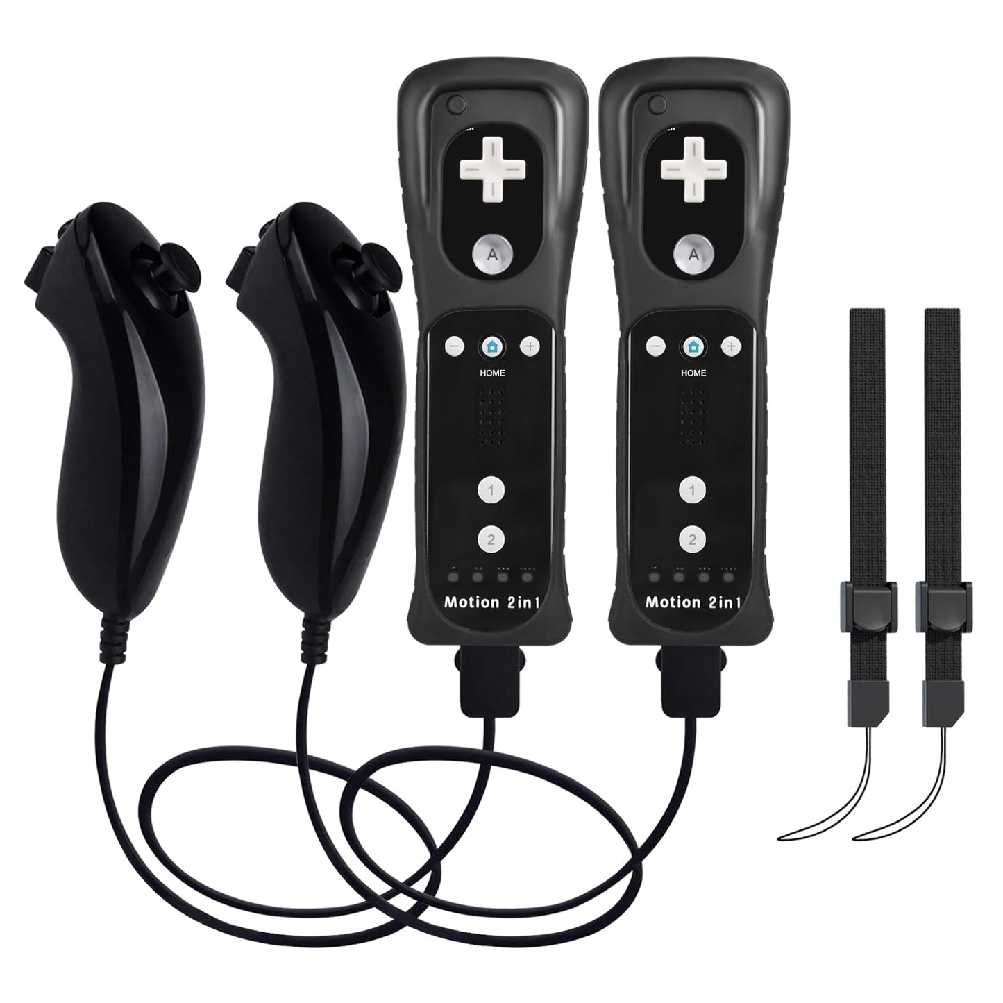 TechKen 2 Pack Wii Remote with Wii Motion Plus Inside | Shock Wii Nunchuk Controller | Compatible Nintendo Wii Wii U