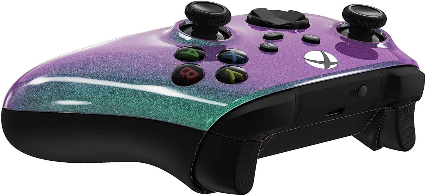 Custom Controllerzz Wireless Controller for Xbox Series X/S & One - Soft Touch Feel - X/S Green & Purple Chameleon - Model XB1-ST