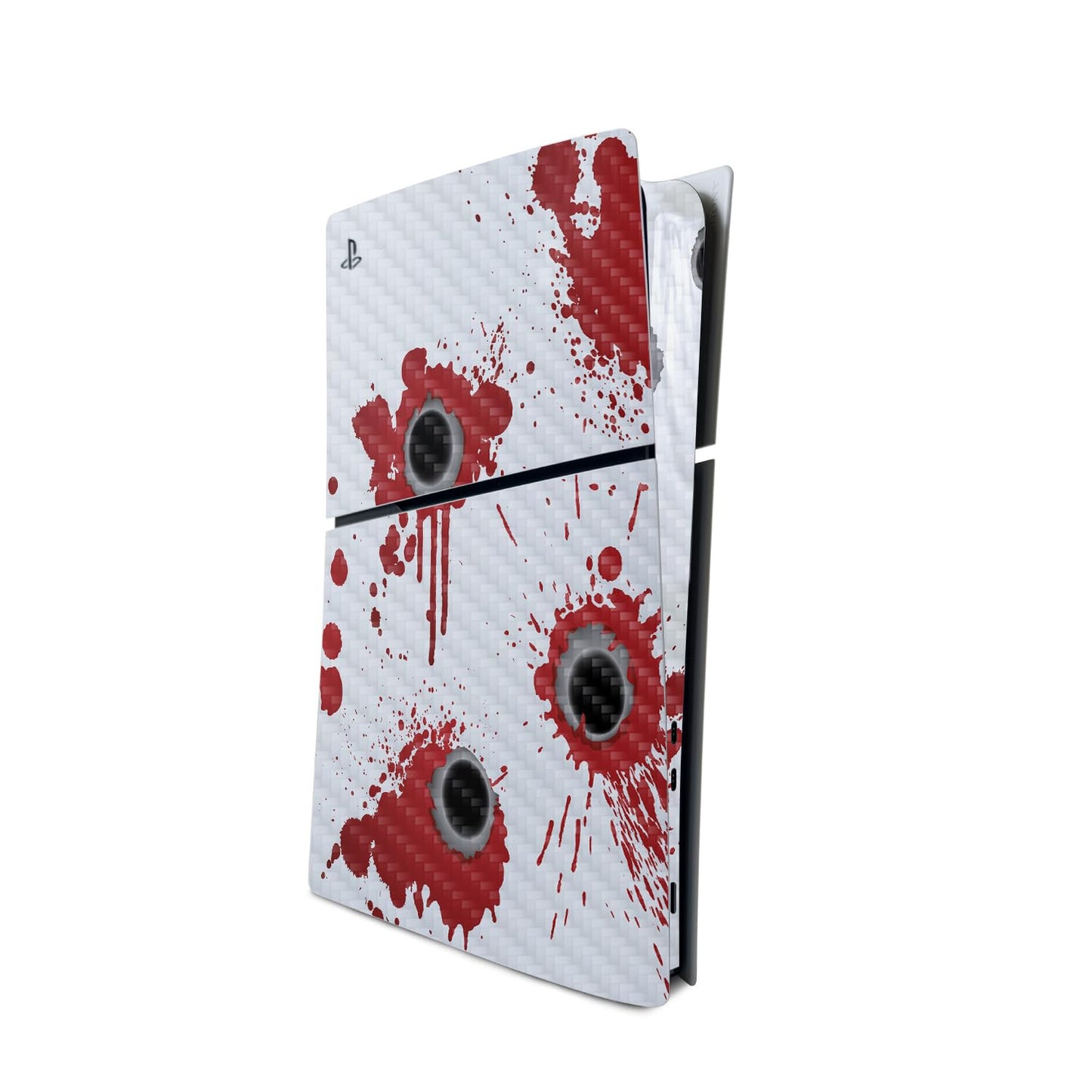 MightySkins Carbon Fiber Skin for PS5 Playstation 5 Slim Digital Edition Console Only - Bullet Holes Protective Durable Textured Carbon Fiber Finish Easy to Apply Made in The USA