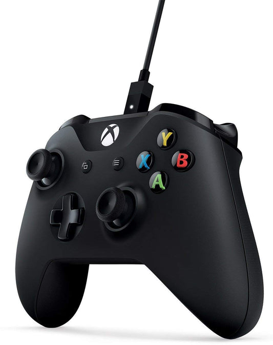 Xbox Wireless Controller with Cable for Windows, Model 4N6-00001, Black, Plastic Material