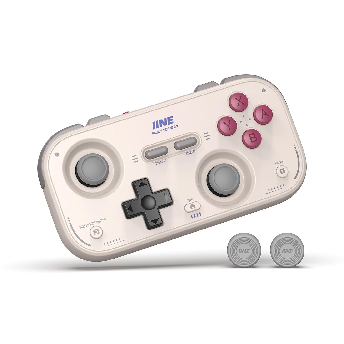 IINE Retro Pocket Game Controller with Hall Effect Joysticks Switch 1 & 2 Compatible Wireless Gamepad for Steam Deck PC Android iOS Customizable D-Pad Vibration & Motion Control (Grey)