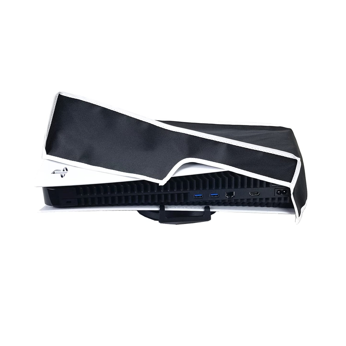 Horizontal Dust Cover For PS5 Console. EMiEN Oxford Fabric Anti-Scratch Waterproof Dust Guard With Back Cable Port For SONY Play