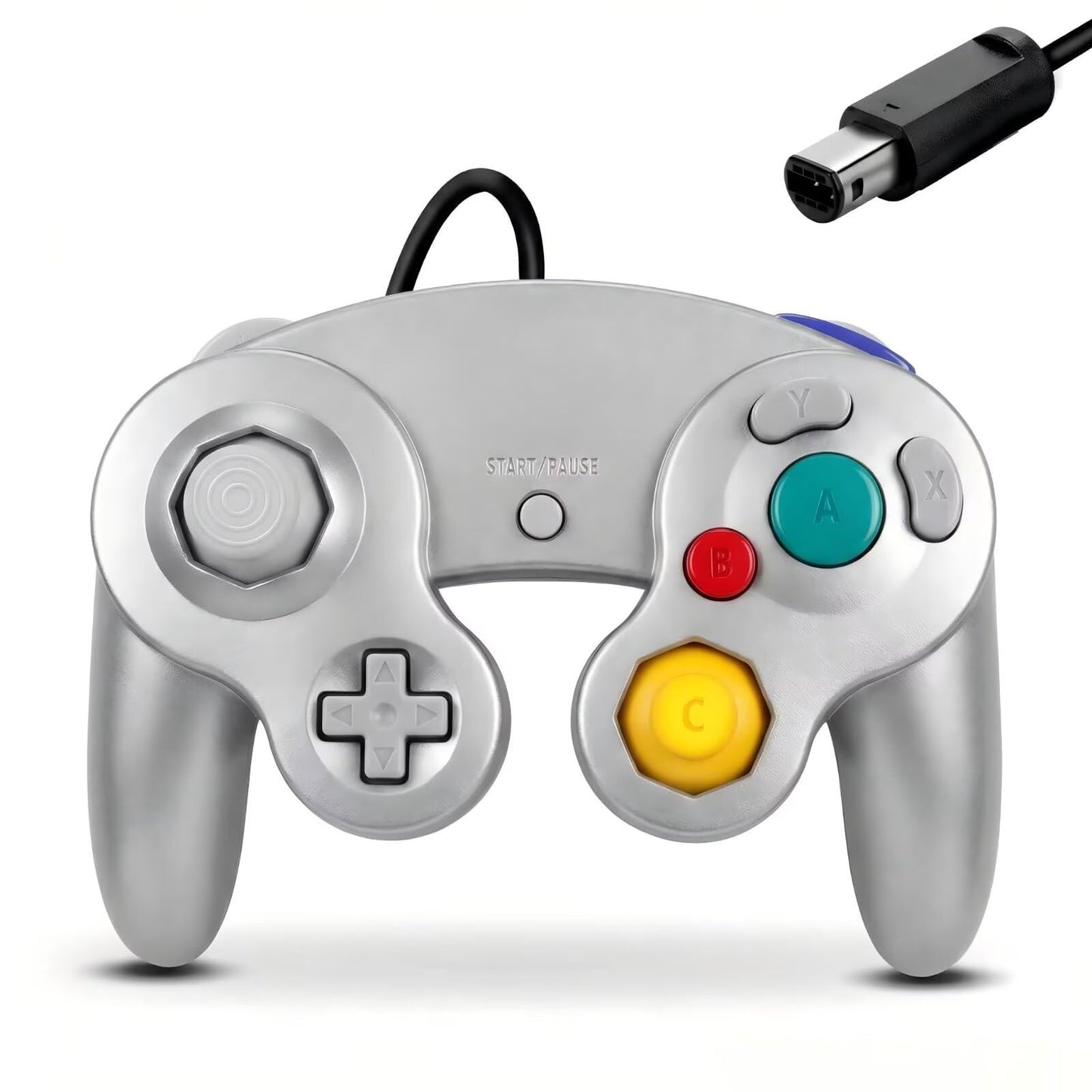 FIOTOK Gamecube Controller Classic Wired Controller for Wii Nin Gamecube (Sliver)