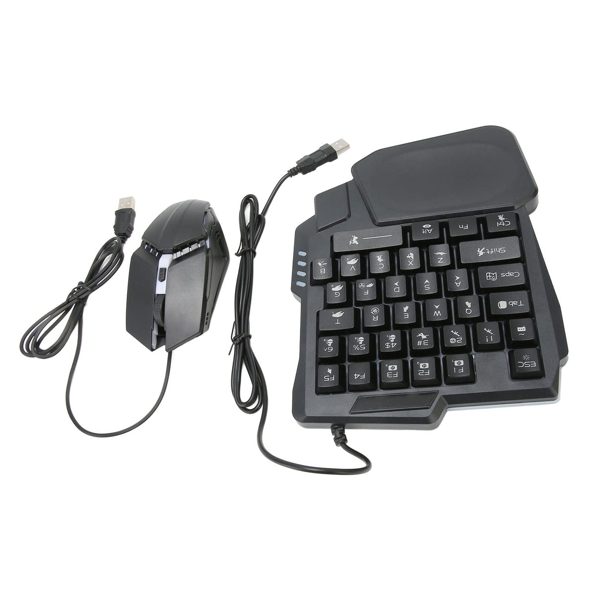 Half Hand Gaming Keyboard and Mouse Combo PUBG Wired Mechanical RGB LED Backlit Half Keyboard 4 in 1 Gaming Mouse Converter for Android iOS Harmony for IOS10.0-13.3