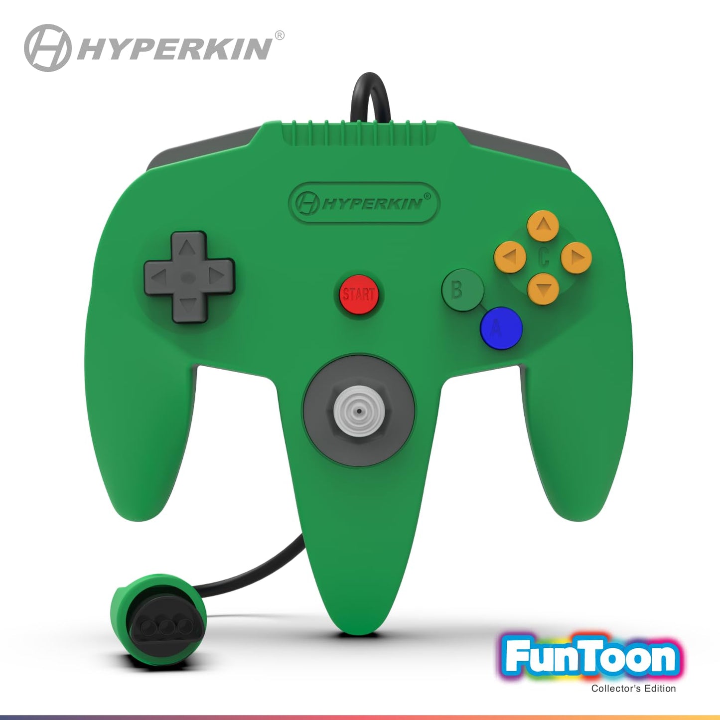 Hyperkin Captain Controller for N64, Wired Gamepad with Retro Style Analog Sticks, 10 ft Cable, Rear Expansion Port, Compatible