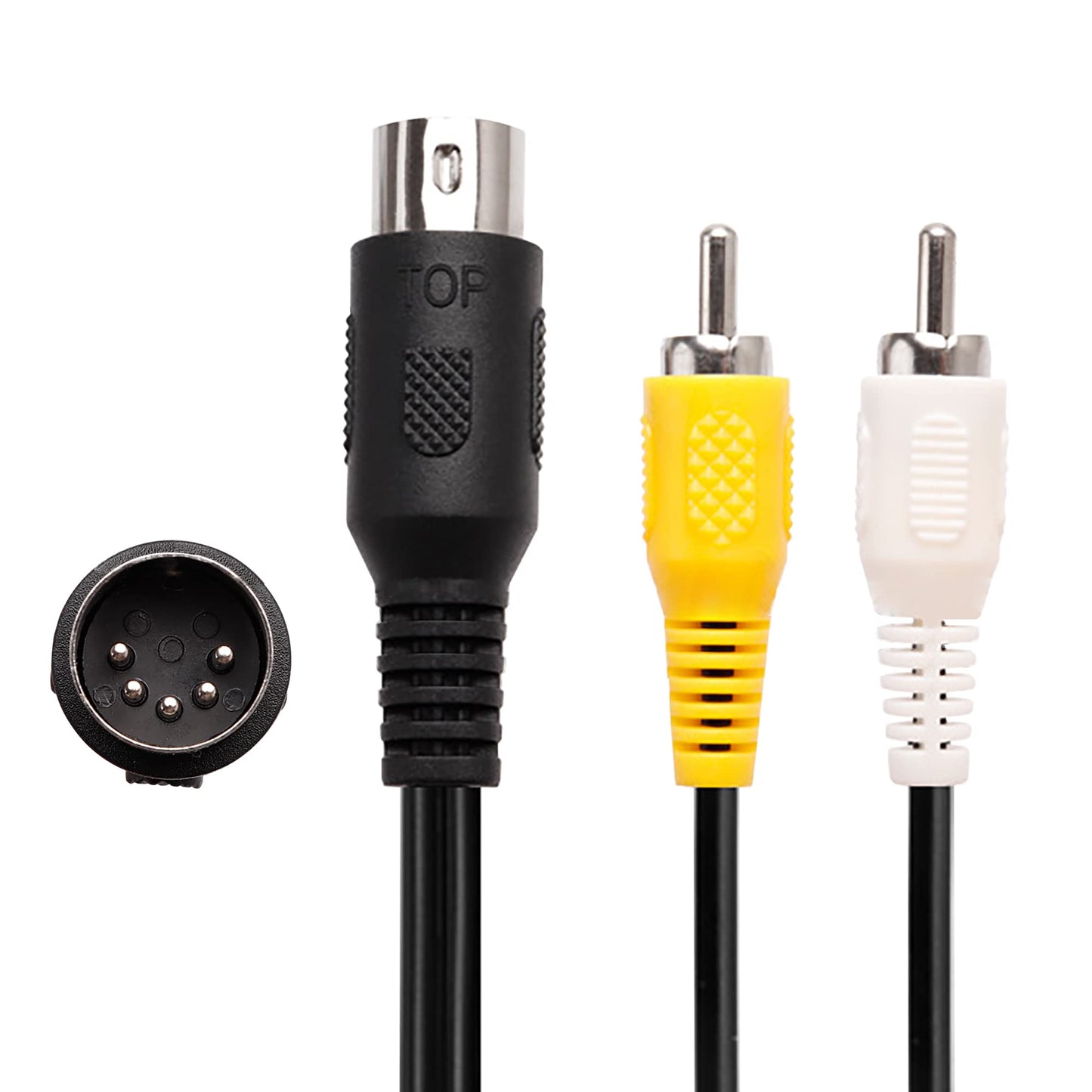 AV Cable for Genesis 1 Standard AV Cable RCA Connection Cord Compatible with Sega Genesis Model 1 1.8M/6FT Composite 2 RCA Gold-Plated TV Display