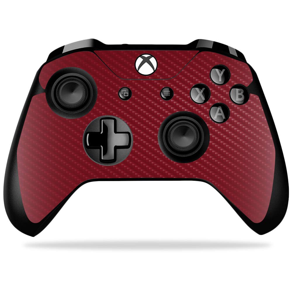 MightySkins Carbon Fiber Skin for Microsoft Xbox One X Controller - Solid Burgundy | Protective Durable Textured Carbon Fiber Finish | Easy to Apply Remove and Change Styles | Made in The USA