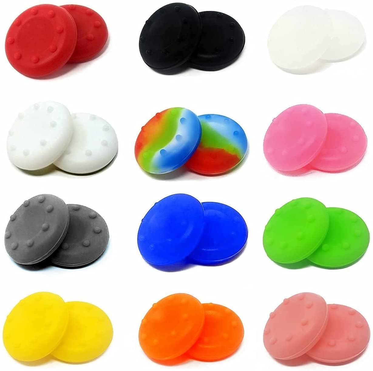 24-Pack Anti-Slip Silicone Thumb Grips Caps | High-Sensitivity Joystick Silicone Accessories Replacement Parts for PS4 PS5 Xbox 360 Xbox One Xbox Series X/S Controller