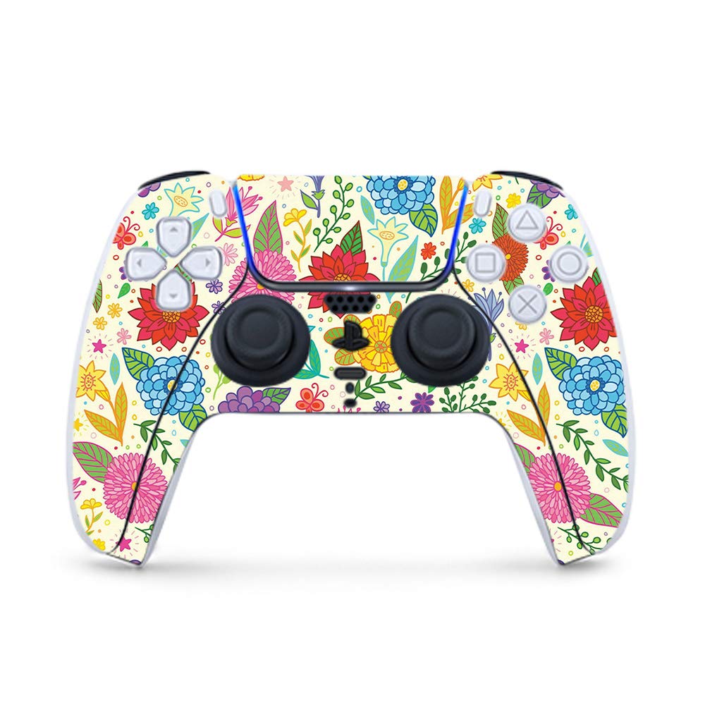 MightySkins Gaming Skin for PS5 / Playstation 5 Controller - Flower Garden | Protective Viny wrap | Easy to Apply and Change Style | Made in The USA