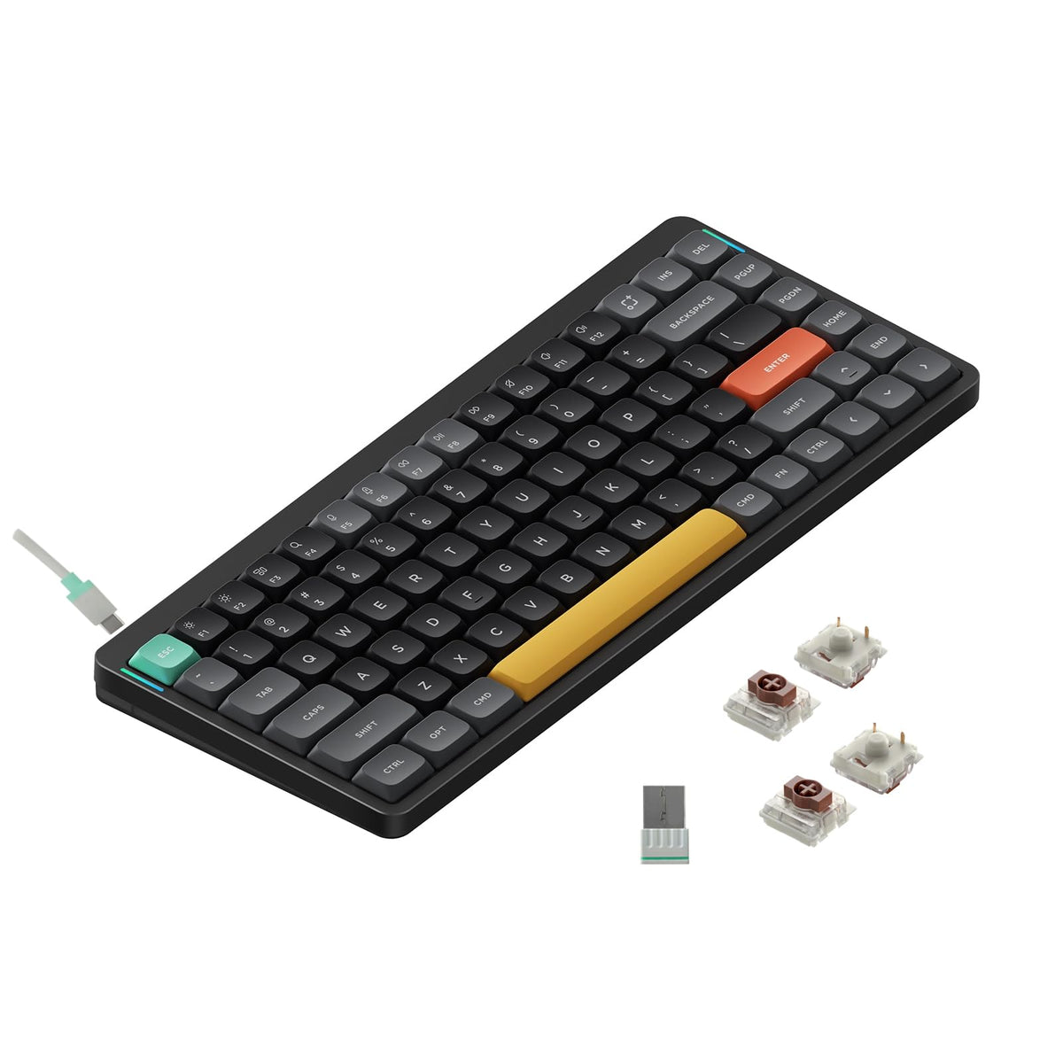 nuphy Air75 V2 Portable 75% Low Profile Mechanical Keyboard Wireless Keyboard Supports Bluetooth/2.4G/USB-C RGB Bluetooth Keyboards Compatible with Windows/Mac OS/Linux Systems-Gateron Brown Switch