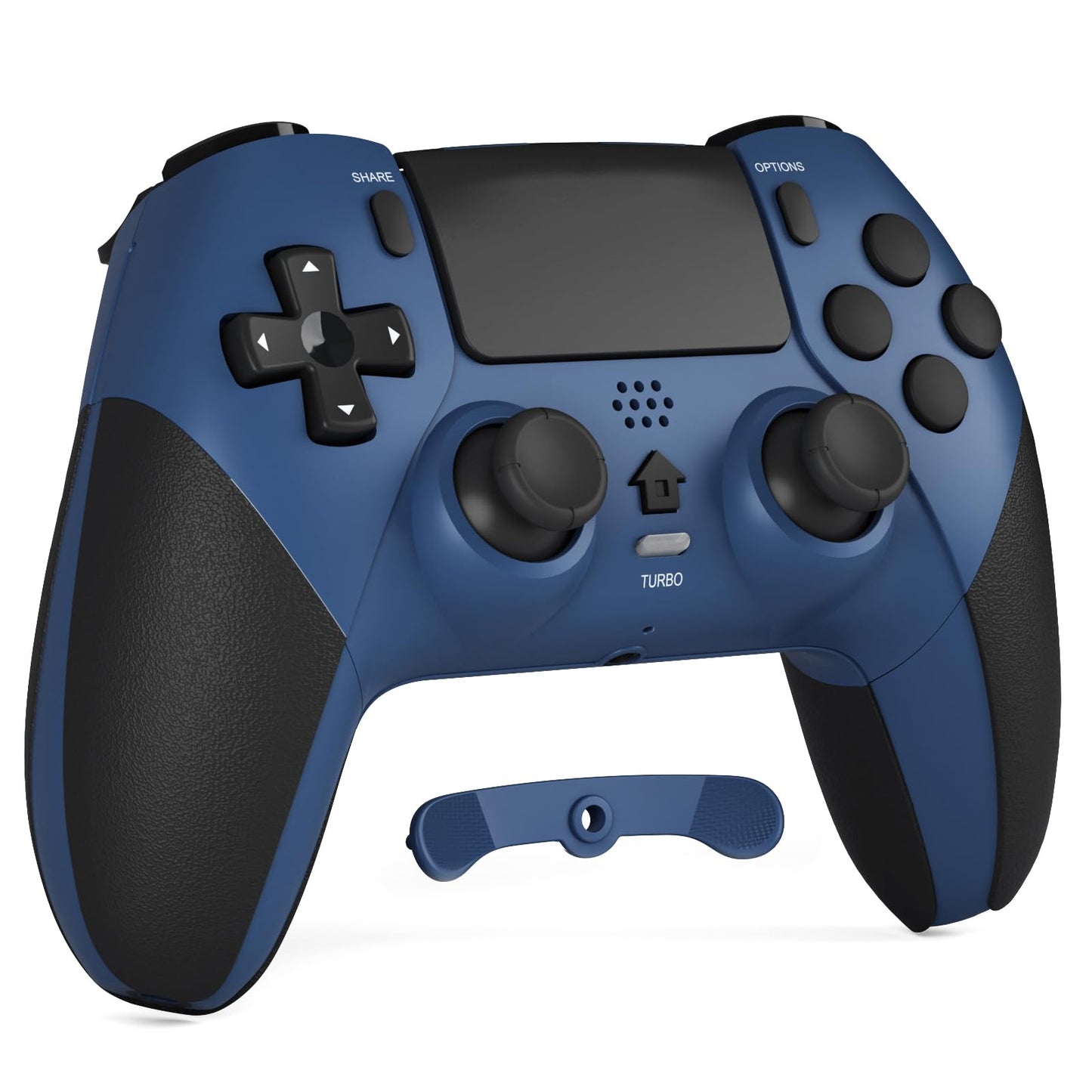 CHEREEKI Wireless Controller for P4 with 2 Macro Buttons 3.5mm Audio and Turbo Function 6-Axis Motion Control Dual Vibration Gamepad Joystick for PS-4 Compatible with PS-4 Slim Pro Blue