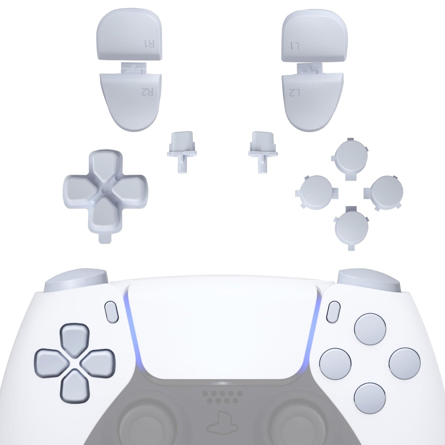 eXtremeRate Replacement D-pad R1 L1 R2 L2 Triggers Share Options Face Buttons Original White Full Set Buttons Compatible with ps5 Controller BDM-030 BDM-040 BDM-050 - Controller NOT Included