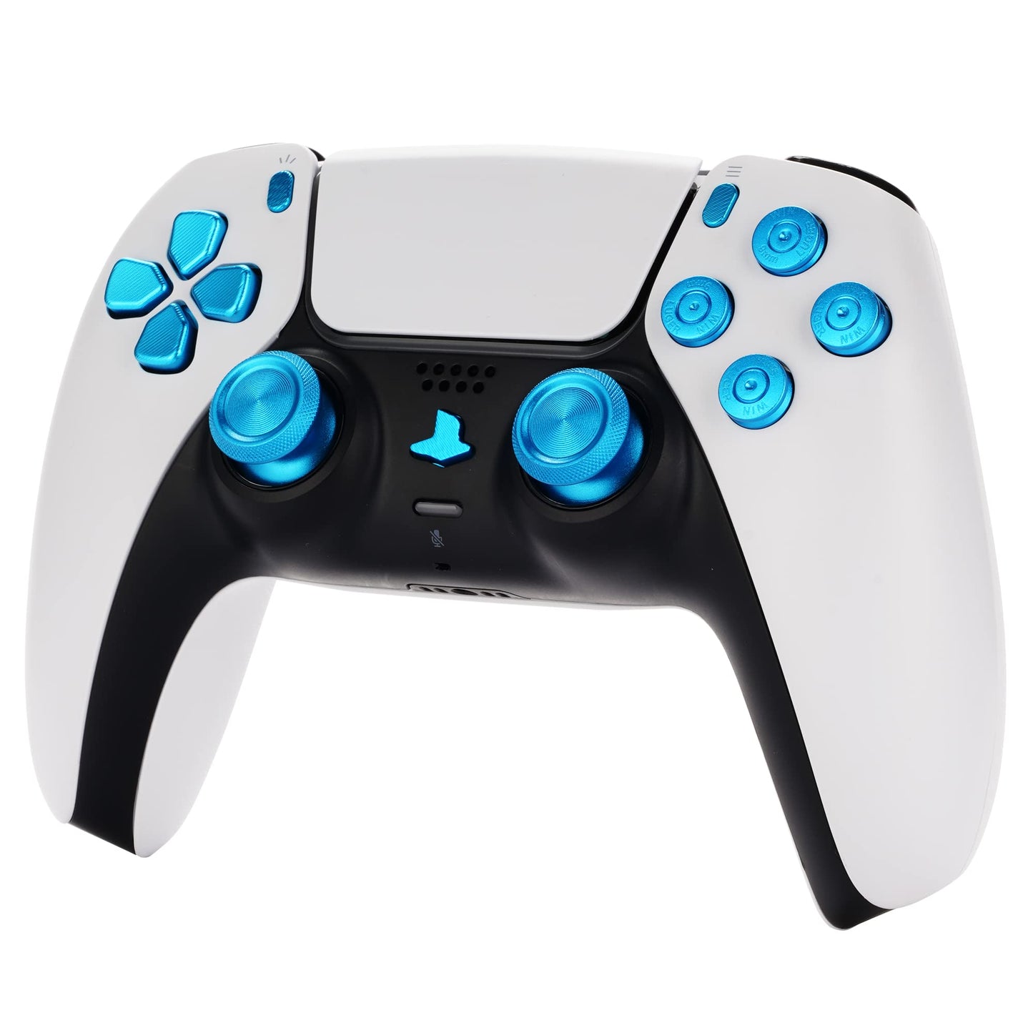 Avericht Metal ABXY buttons Dpad Thumbsticks for PS5 Controller Metal Aluminum Bullet Buttons & Dpad & Analog stick Replacement Kit for PS5 Controller (Blue)